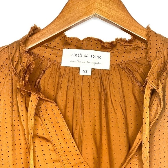 Anthropologie Cloth&Stone Tie Neck Polka Dot Blouse - Picture 3 of 5
